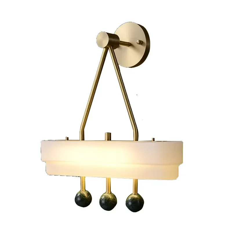 Glass Copper Wall Sconce Simple Marble Wall Lamp Decorative Wall Lighting for Ladder Aisle Living Dining Room Corridor
