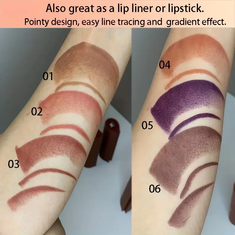 Delineador de labios mate y lápiz labial de doble propósito: forma de crayón, punta cónica, tonos violados y rojos, resistente al agua duradero, regalo perfecto