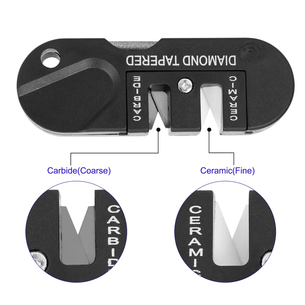 Multifunction Knife Sharpening Tool Outdoor Survival Hunting Foldable Two Stages Sharpener Pocket Keychain