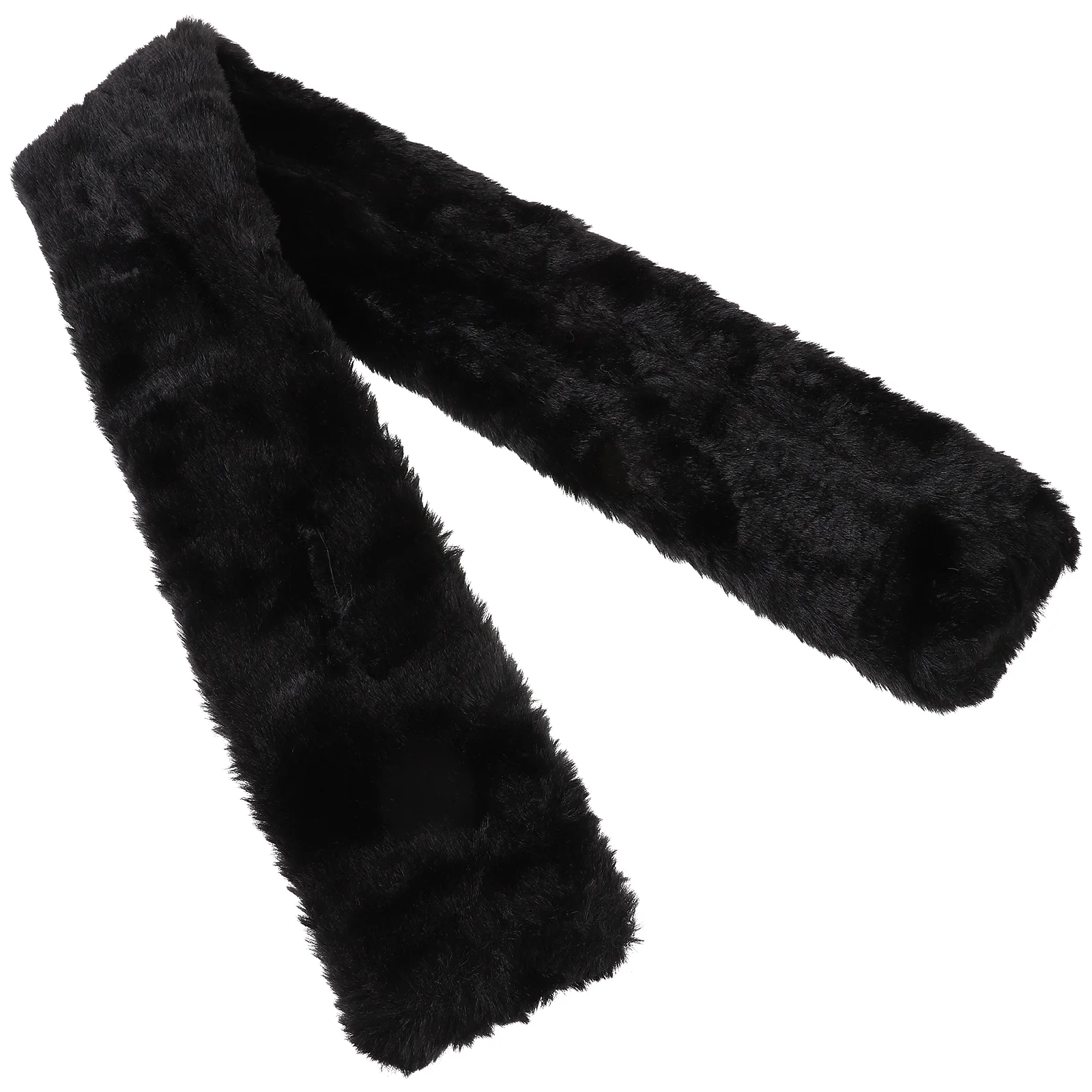 Washable Winter Imitation Fur Versatile Seto Scarf Solid Color Plush Small Neck Cover (black) Miss Blended Women Wrap