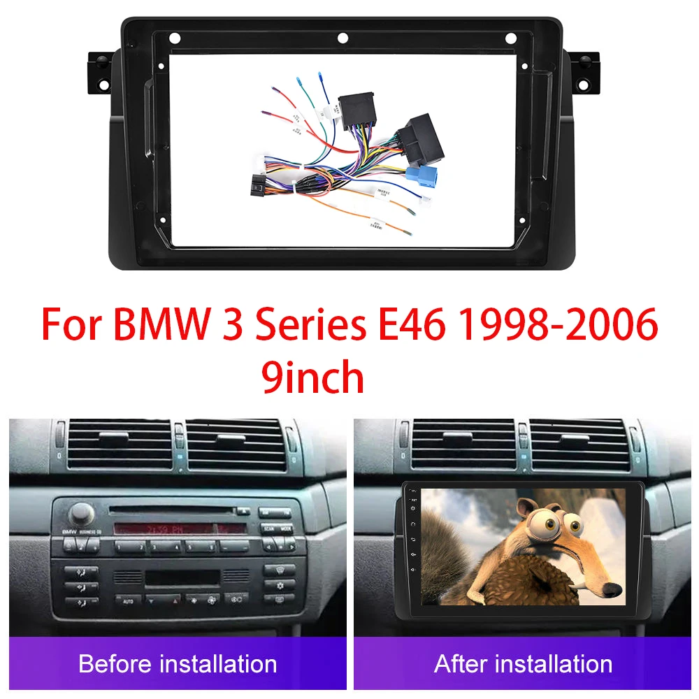 9INCH Car Radio Fascia Fit For BMW 3 Series E46 1998-2006  9 Inch Fit Android Player Frame Adapter Cover Stereo Panel Trim Kit