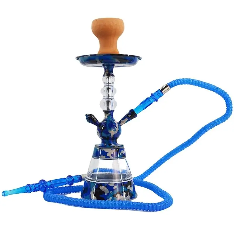 Shisha narghilè Water Pipe Factory acrilico Shisha narghilè plastica tubo singolo intero Set piccolo bollitore mimetico