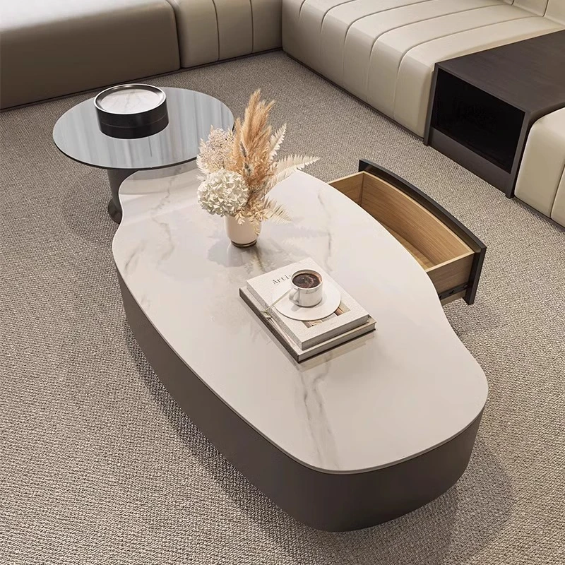 

Simple light luxury special-shaped rock slab coffee table modern simple size apartment high-end coffee table living room home