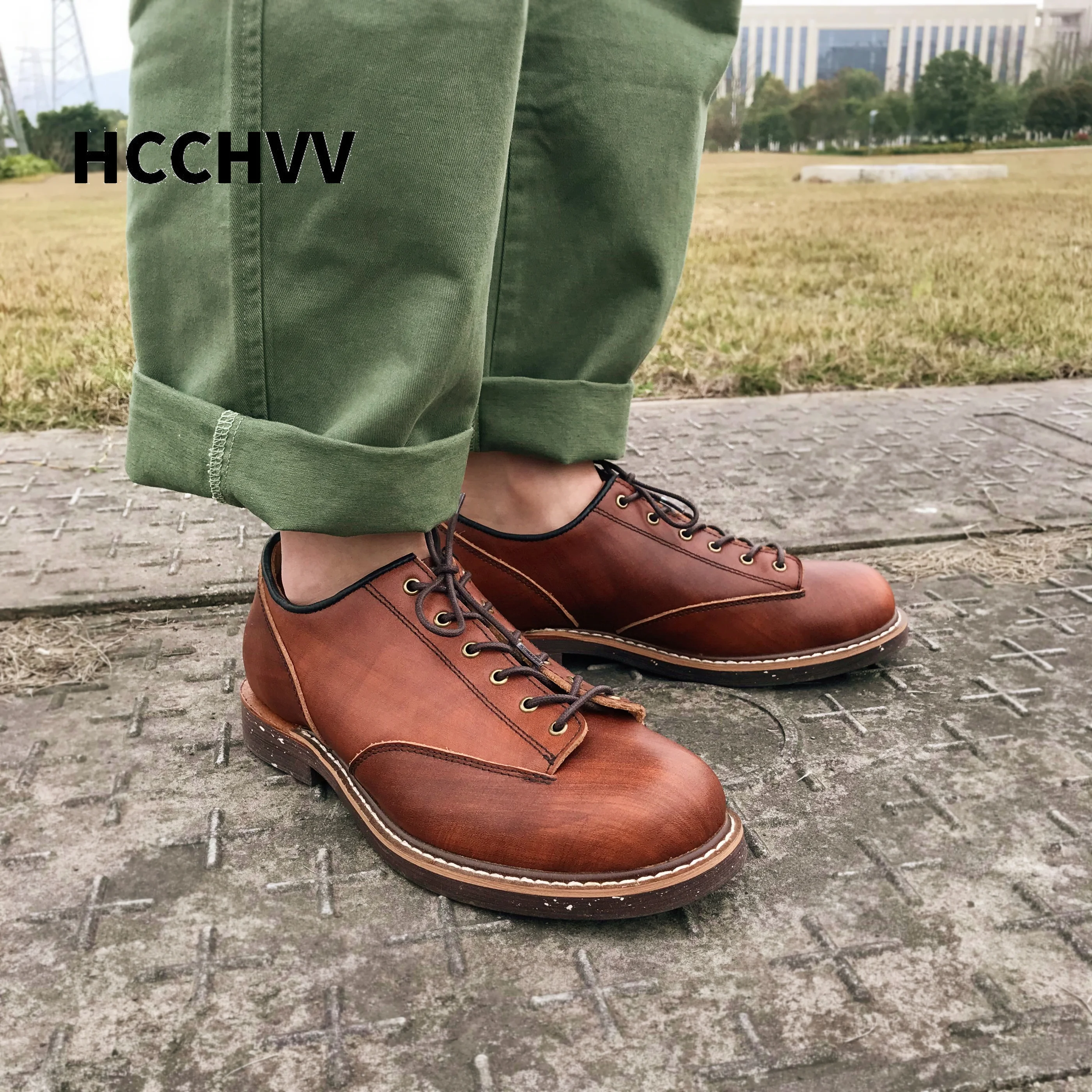 

Short face men's work shoes handmade Goodyear men's Oxford casual shoes machine paratrooper shoes men loafers shoe