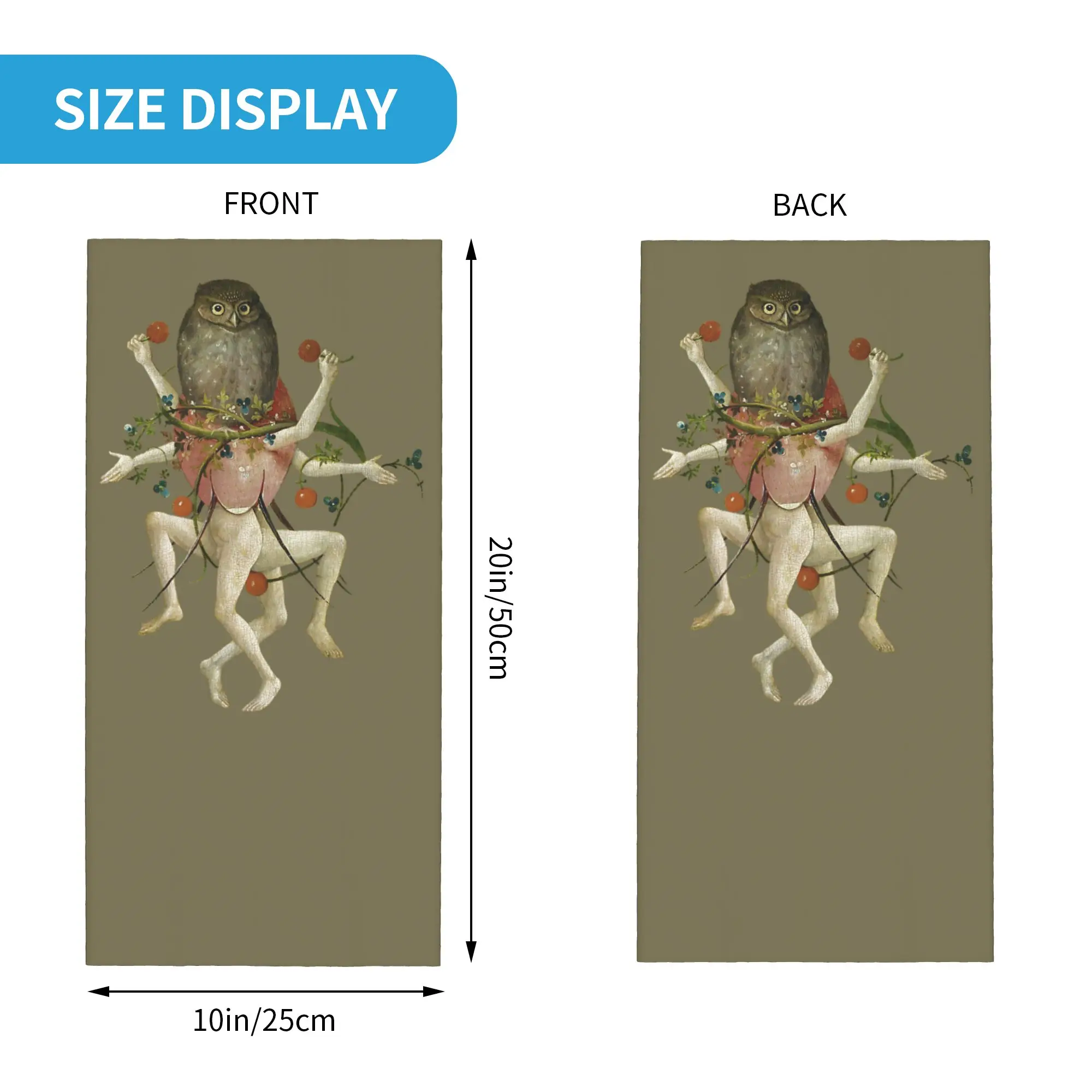 Hieronymus-Bosch The Garden of Earthly Delights Owl Bandana Neck Gaiter Printed Balaclavas Mask Scarf Multi-use Headwear Adult