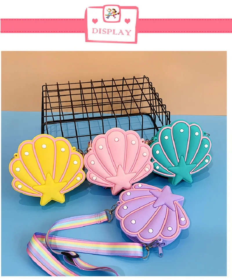 Shell Shaped Shoulder Bags For Girls Fashion Sea Mermaid Silicone Shell Crossbody Bag Kids Children Versatile Coin Purse Pouch