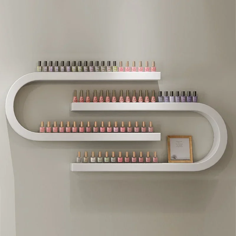 Creative U-shaped Nail Polish Organizer Metal Storage Shelf Display Rack Nail  Cosmetics Wall Shelf Wall Hanging