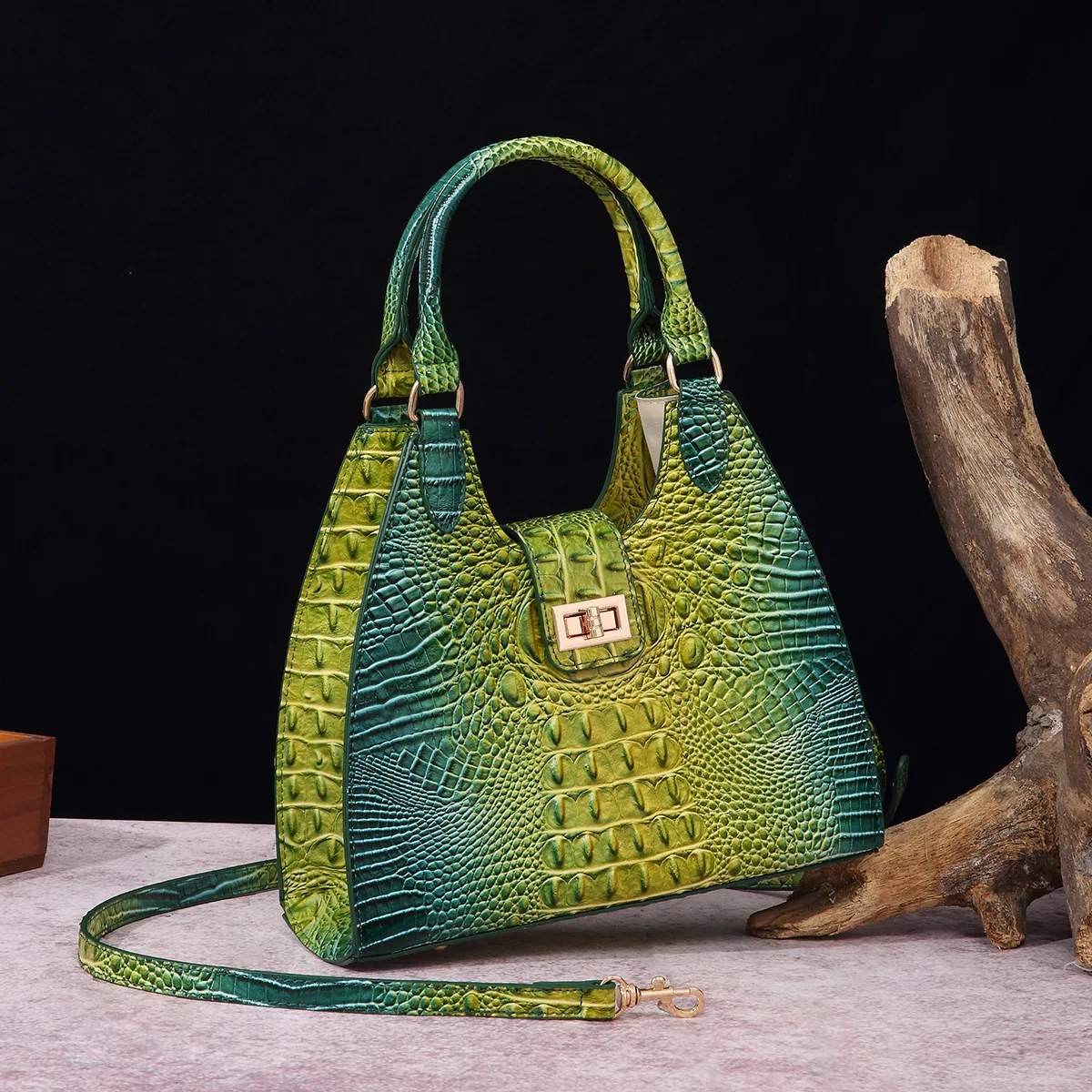 Bolsas de couro PU padrão crocodilo para mulheres, bolsa de ombro feminina, axila feminina, bolsa casual retrô, bolsa de embreagem pequena, moda