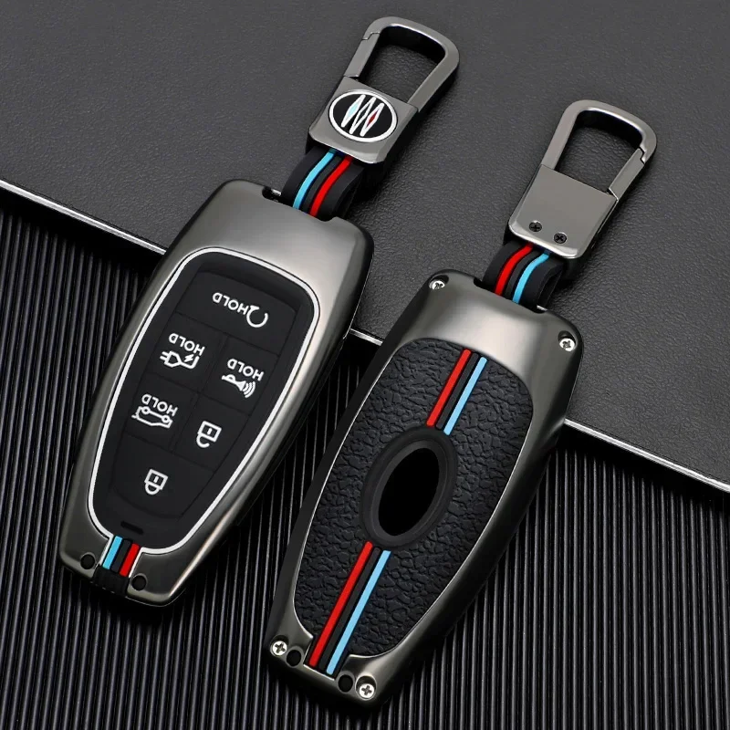 Zinc Alloy +Silicone Full Cover Car Key Case for Hyundai Sonata Sel Ev 6 Ev 8 IONIQ 5 Nexo DN8 Fe Tucson Sonata Staria NX4 Ioniq