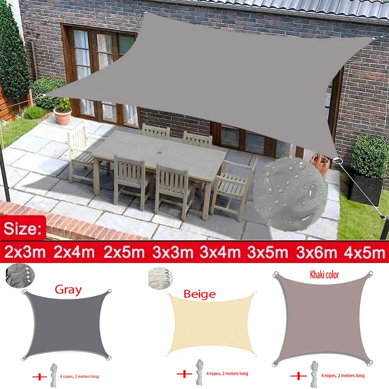 

Outdoor Awnings Waterproof Sun Shade Sail Garden Canopi For Terrace Car Canvas Awning Rectangle Pool Sun-Shelter Sunshade Sail