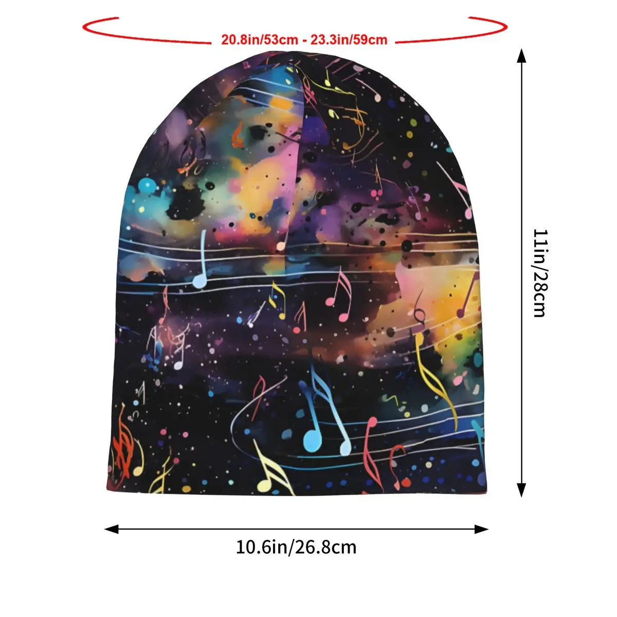 Music Watercolor Musical Notes Unisex Bonnet Thin Cycling Hats Double Layer Hat Breathable Caps