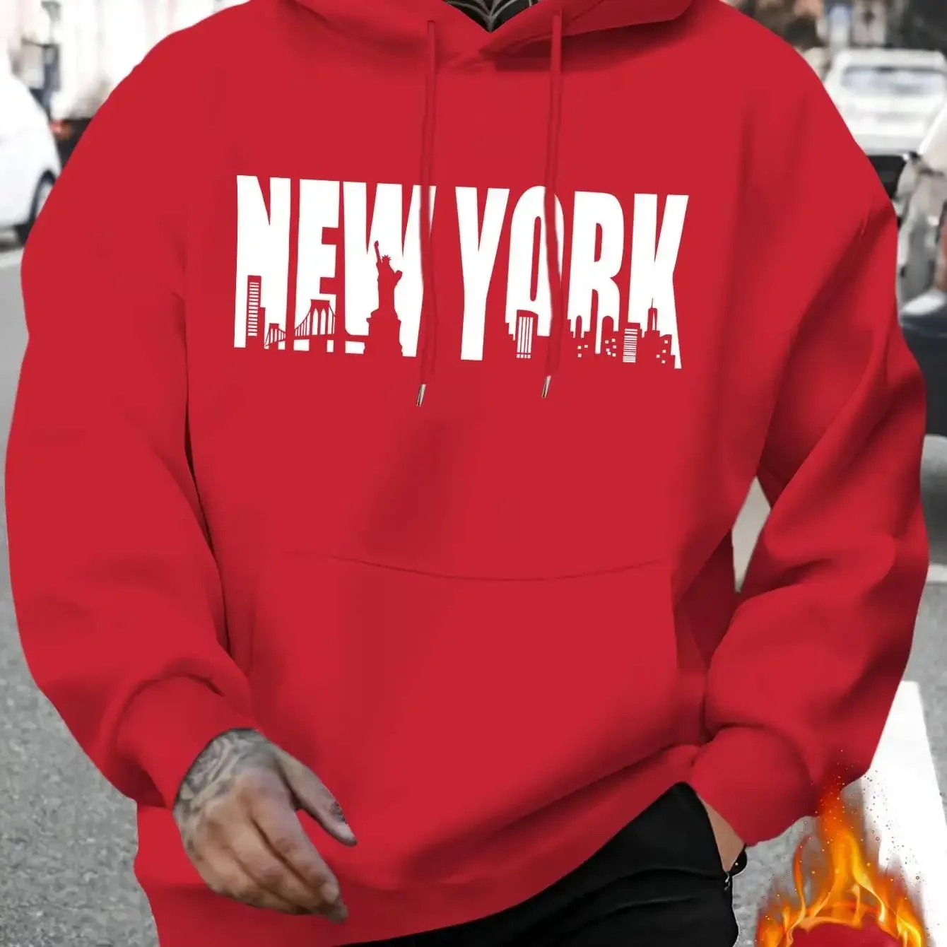 Men's and women's long sleeved loose zipper sweatshirt jacket with landscape English letter print pattern, made of warm fabric