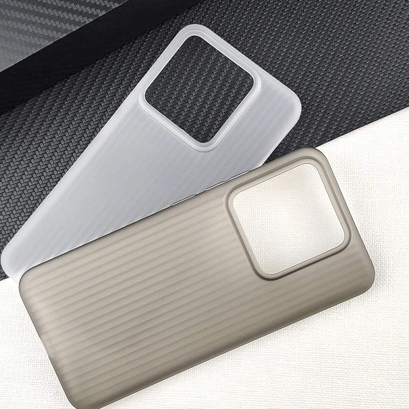 For Xiaomi 14 13 13T Pro Ultra Camera big Hole Transparent Color Corrugation PP Anti fingerprint Anti-Slip Back Cover Case Shell