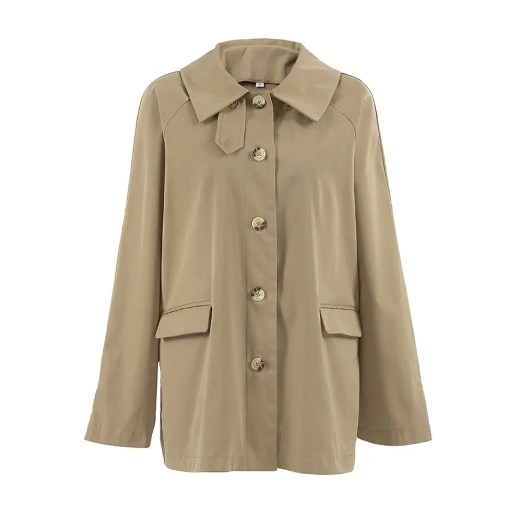 

Women's Khaki Fashion Jacket Personality Solid Color Maillard Coat Autumn Winter New Style