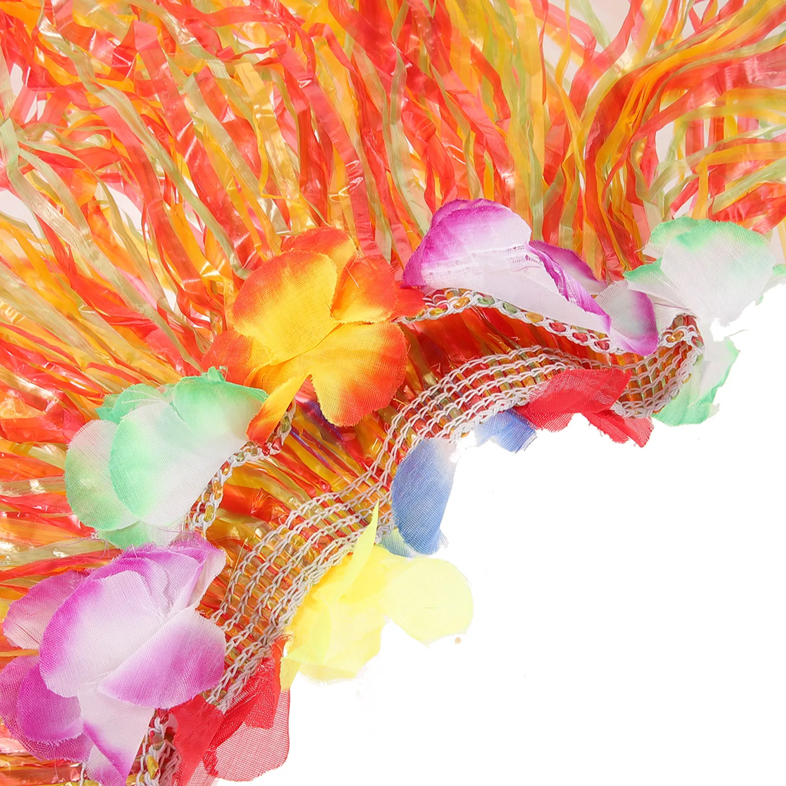 

6Pcs Tropical Hawaii Hula Grass Skirt Set Kids Flower Bracelets Necklace Headband Bra Colorful Adjustable Waistband Party