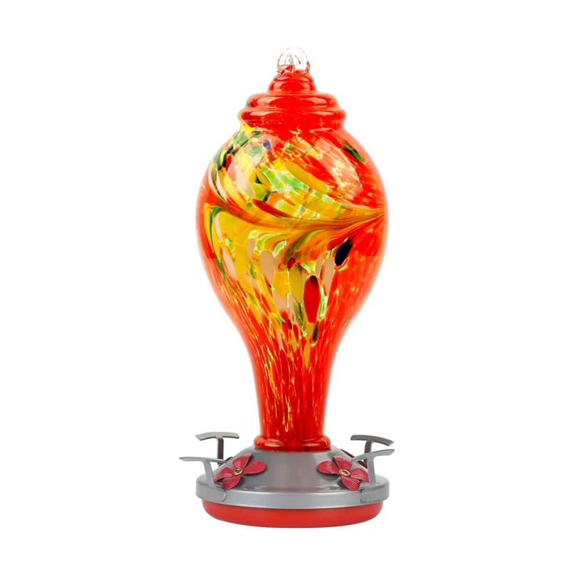 

Glass Bird Feeder, Painted Glass Feeder, Hand Blown, Leakproof, Easy To Clean, Rustproof-ABSW