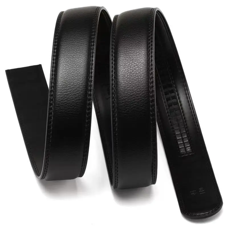 Men's Automatic Headless Belt With 3.5-wide Belt Body Without Buckle High Quality Male PU Leather Strap Jeans Belt Wide