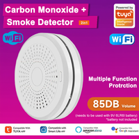 Tuya WiFi 2 In 1 Version Carbon Monoxide Gas Detector Smoke Fire Sound Alarm Sensor Smart CO & Smoke Detector Smart Life APP