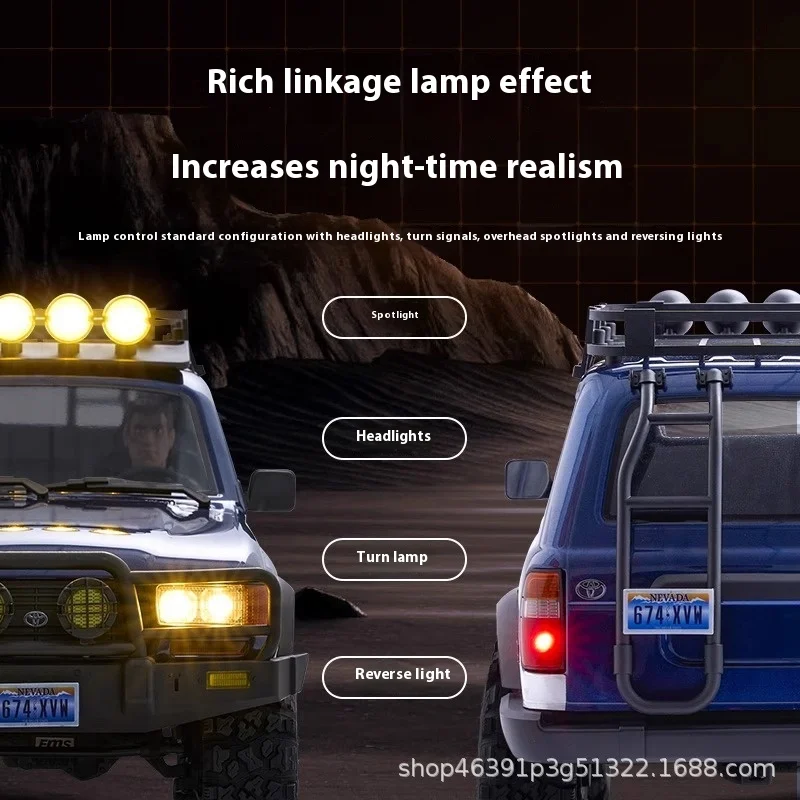 FMS FCX10 Pro Coche de escalada todoterreno con control remoto Toyota LC80 Simulación Cuerpo duradero de alta y baja velocidad para niños y adultos