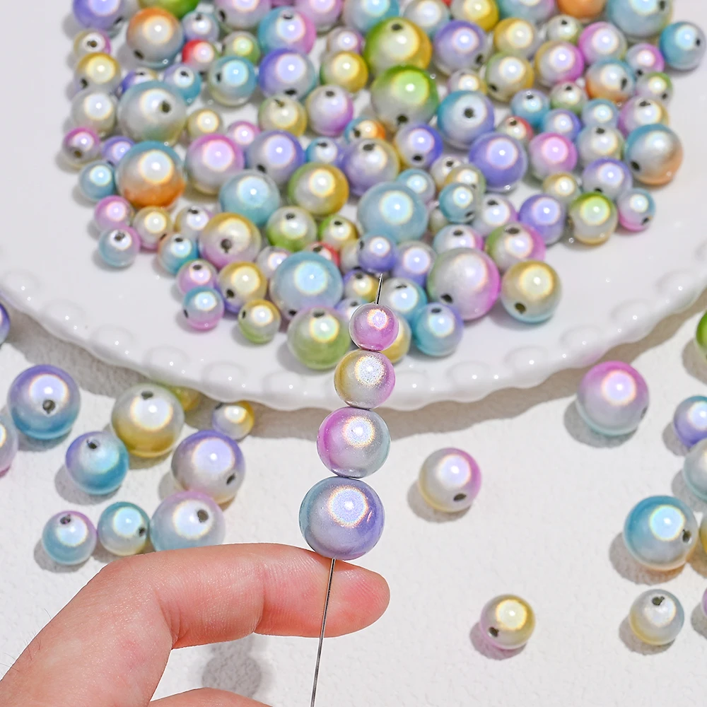 10/50 Stück 8/10/12/14MM Gemischte Acrylperlen Bunte Runde Mattierte Schimmernde Lose Zwischenperlen für DIY Schmuckherstellung und Bastelarbeiten – Detail 3