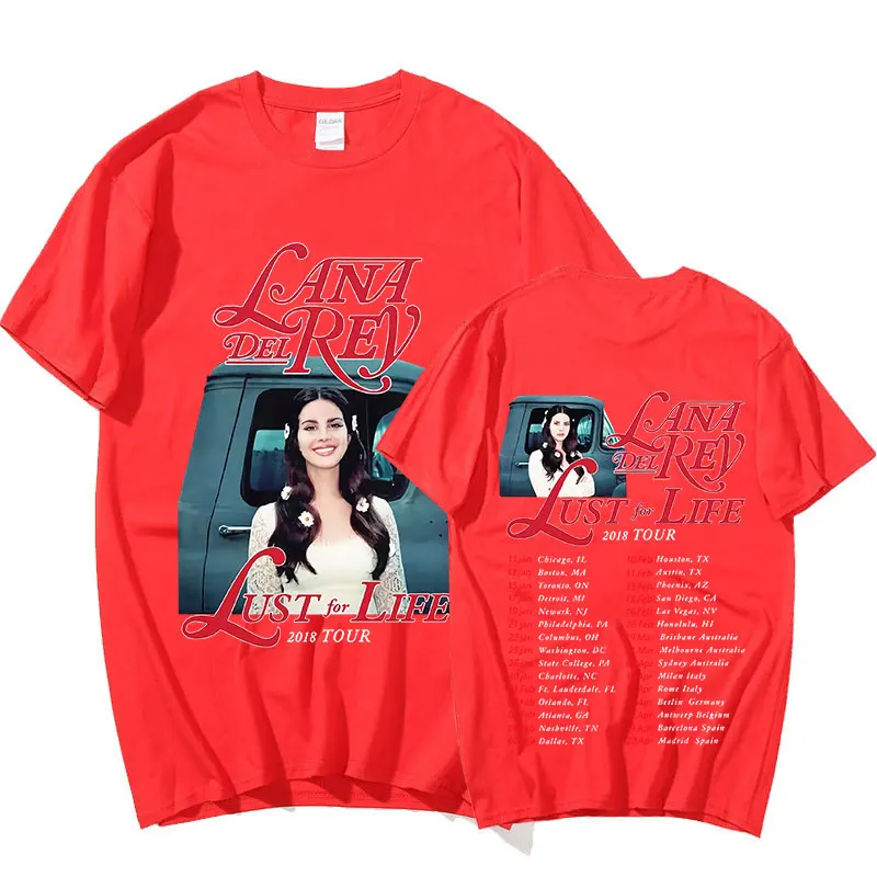 Singer Lana Del Rey Vintage T Shirt Lust for Life Tour Music Album Men Women Hip Hop T Shirts Harajuku Streetwear Tops Unisex