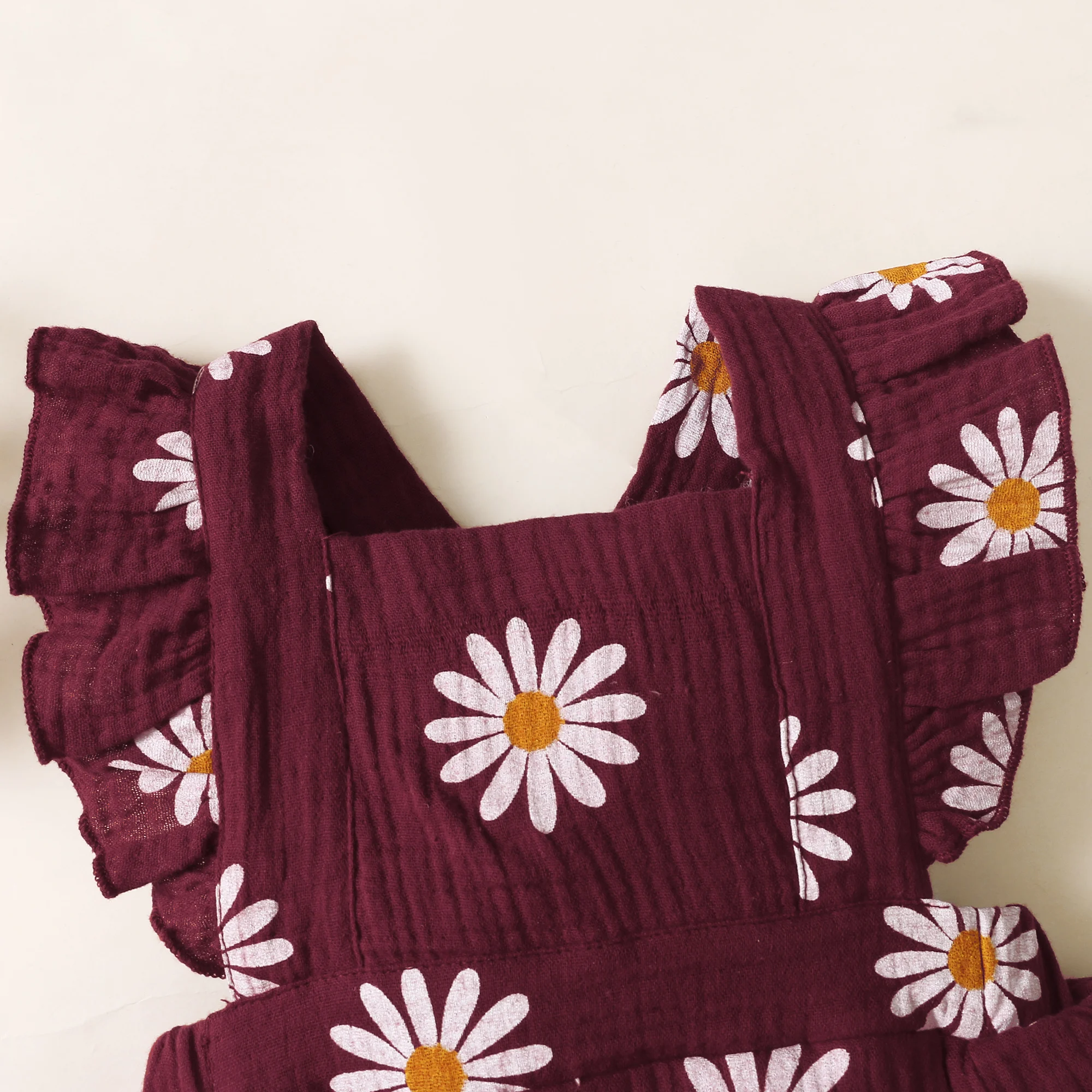 Sommer Neugeborenen 0-18Month Baby Mädchen Strampler Sonnenblumen Druck Ärmellose Nette Kinder Onepiece Overall – Detail 3