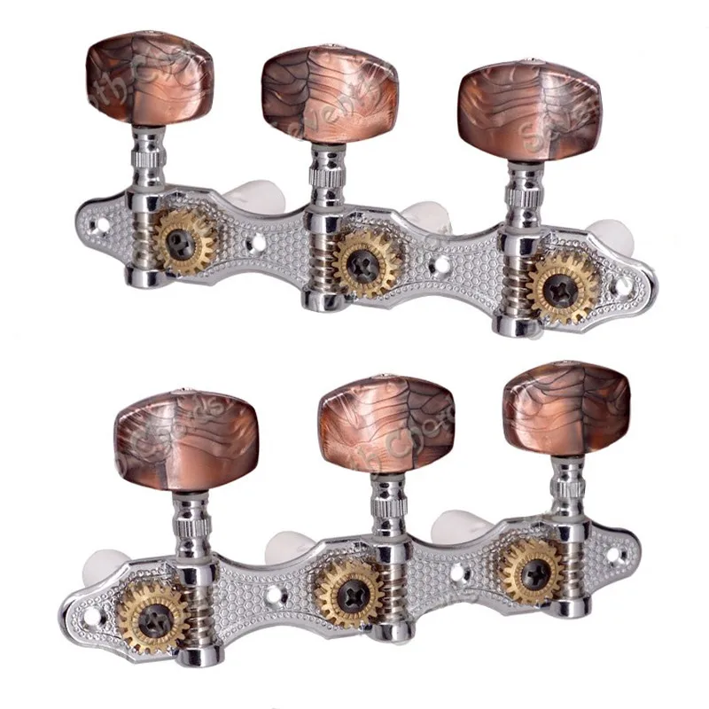 EIN Satz Kaffee, großer quadratischer Knopf, Stimmwirbel für klassische Gitarre, Stimmwirbel, Mechaniken, Musikinstrumentenzubehör – Detail 2