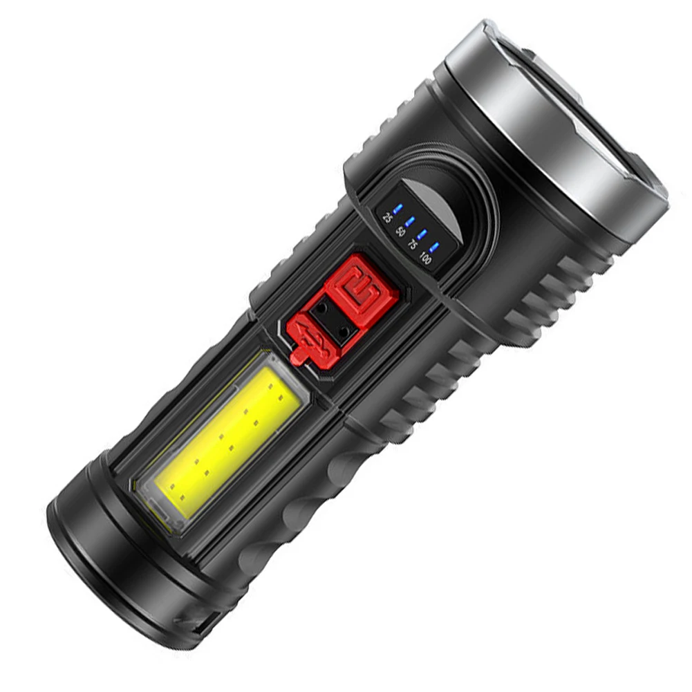 Portable Flashlight Fishing USB Rechargeable COB Flashlight IPX4 Waterproof 500LM Outdoor Lighting for Hiking Climbing Emergency