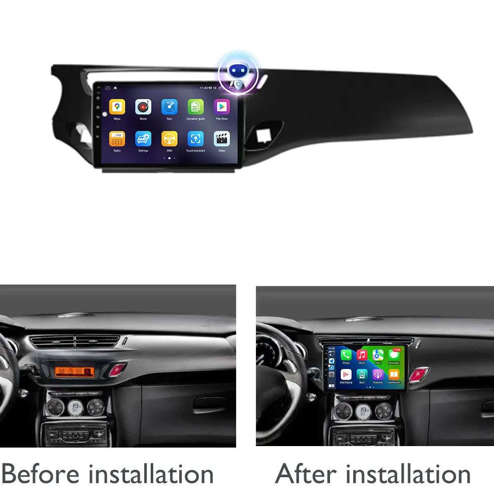 Android Auto Car Radio Multimedia Video Player GPS Navigation for Citroen C3 DS3 2010-2016 4G QLED Screen 2din Carplay Android16