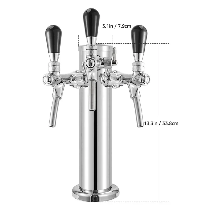 Imagem -04 - Draft Beer Tower com Torneiras Kegerator Coluna de Prata Tap Dispenser com Botão Ajustável de Fluxo Bar Acessórios