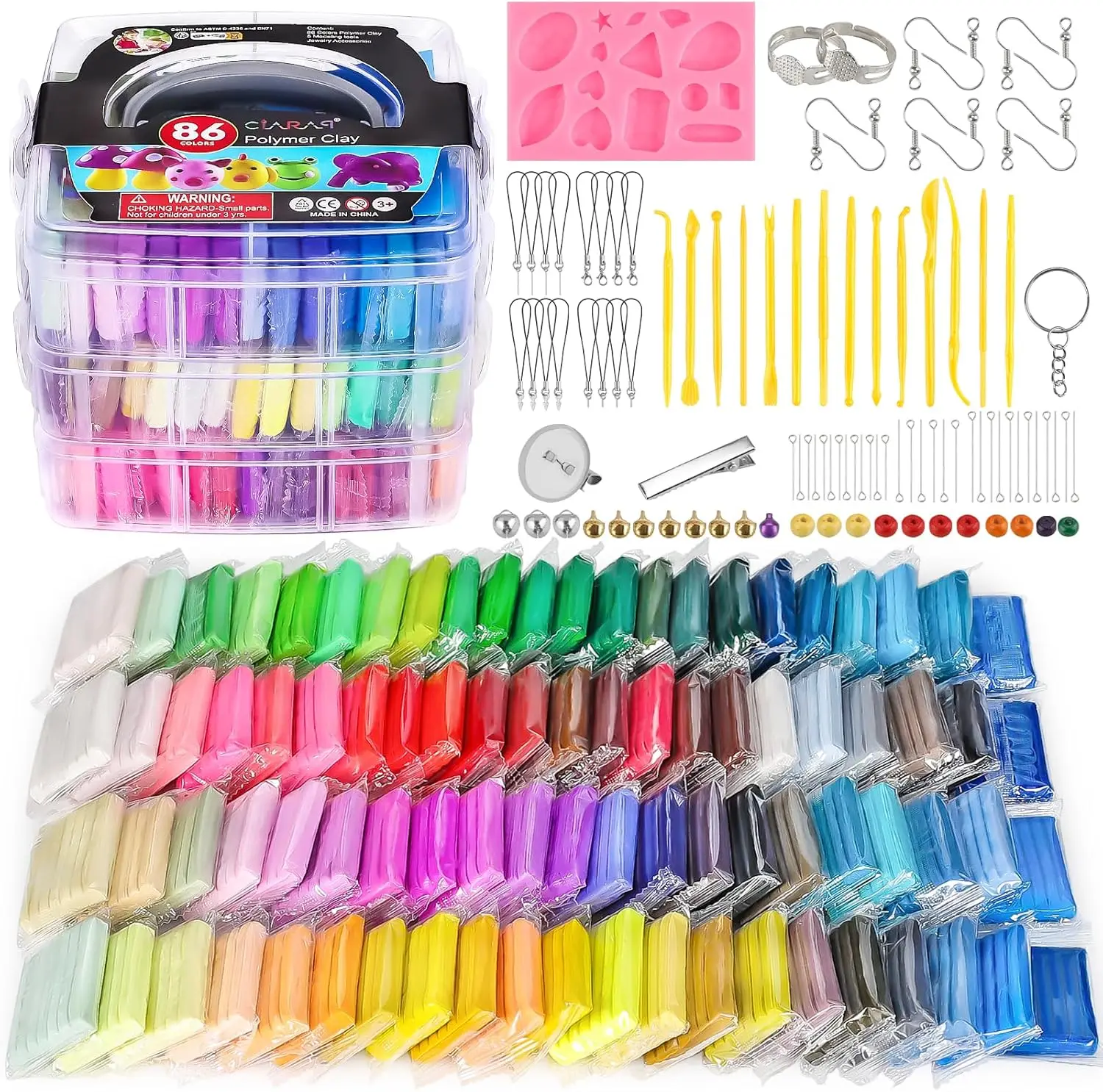 

Polymer Clay Starter Kit with 86 Colors, Sculpting Tools, Oven-Bake Safe for Kids and Beginners