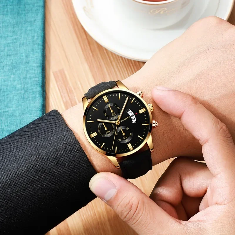 

Fashion Luxury Simplicity Men Watch Leather Strap Quartz Watch Business Affairs Sports Casual Military Watch Wristwatch Stylish