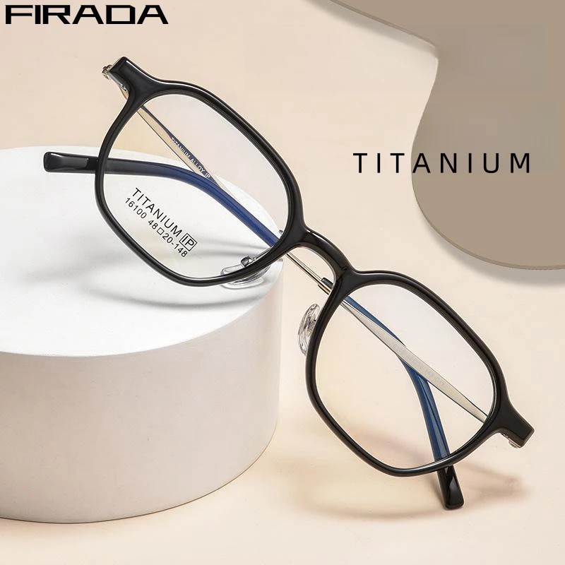 FIRADA Fashion Ultra Light Glasses Vintage Luxury Titanium Eyewear Comfortable Prescription Eyeglasses Frame For Women 16100X