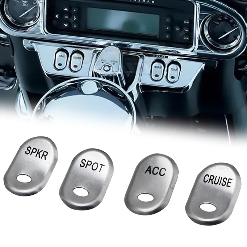 Chrome Motorcycle Rocker Panel Switch Button Covers For Harley Touring Electra Glide Road Glide Street Glide