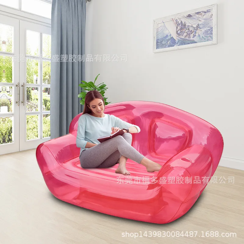 

Suitable for Hot Sale Inflatable Double Sofa Fan Back Seat Sofa Lazy Leisure Transparent Double Inflatable Sofa Spot