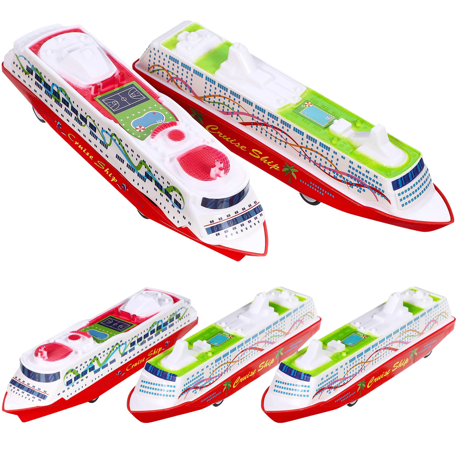 5 Pcs Pull Back Ship Model Toys Gliding Colored Cruise Sliding for Kids Abs Pull-back Toddler