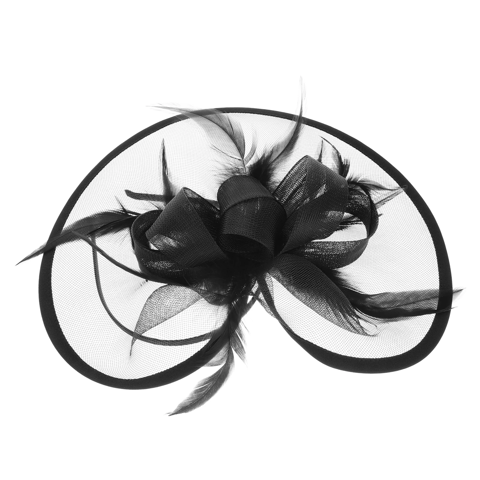 

Fascinator Hat Vintage Tea Party Headpiece with Mesh Ribbons Plumes Elegant Wedding Bridal Shower Church Event Accessory