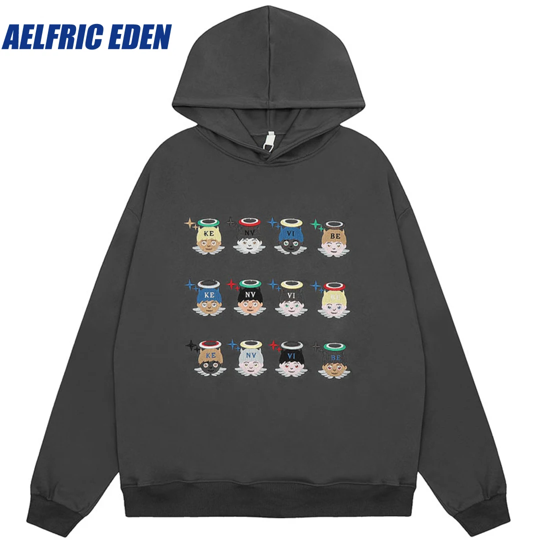 

Aelfric Eden Embroidery Cartoon Angel Harajuku Hoodie Streetwear Hip Hop Oversized Hooed Sweatshirt Y2K Loose Cotton Pullover