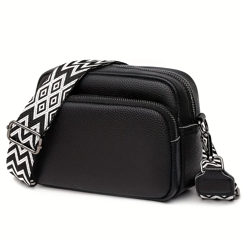Multi Layer Pocket Small Square Bag Versatile Shoulder Bag Wide Strap Crossbody Bag Women PU Messenger Bag Card Holder Phone Bag