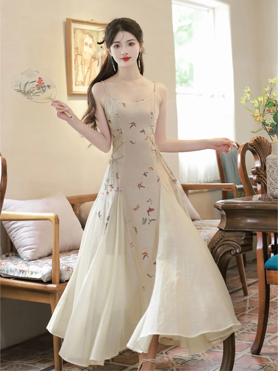 

plus Size Women's Summer Print Maxi Dr Korean Sle One oulder A-Line Skirt Casual Wear Zipper Closure No Sve