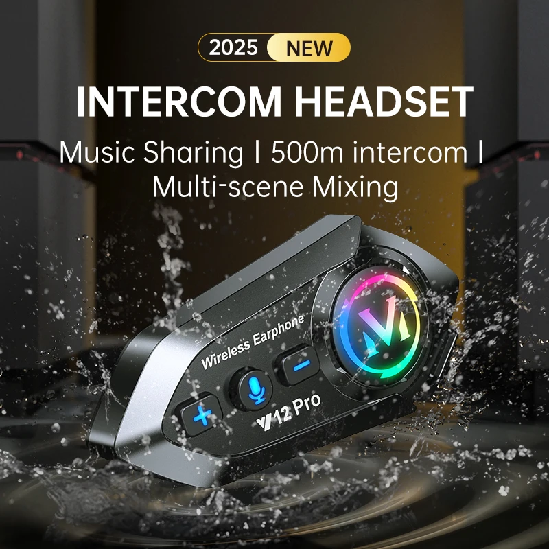 

Motorcycle Helmet Bluetooth Headset 2 Rider 500m Intercom Waterproof Noise Cancellation AI Voice Riding Headset 280H Standby​