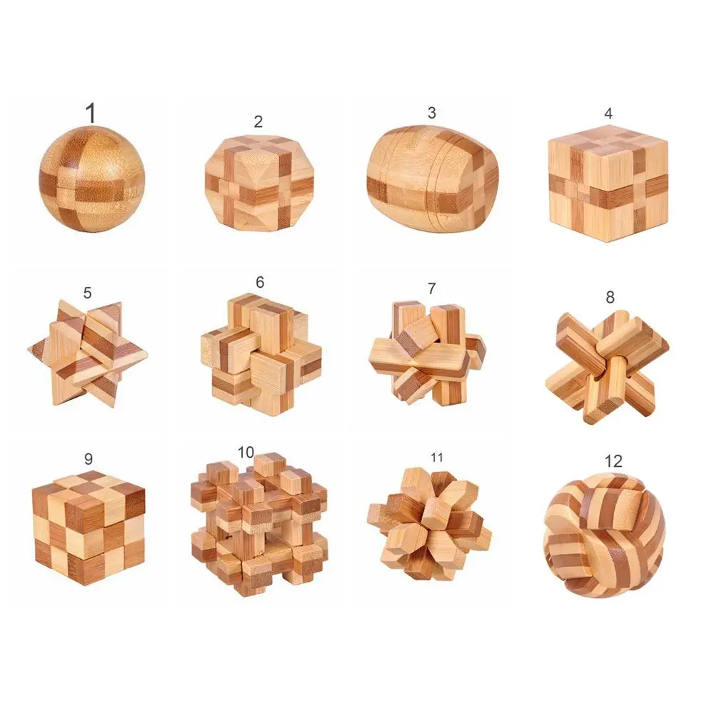 Bamboo Small Interlocking IQ Game Puzzle Toy Classic Toys Brain Teaser Kong Ming Lock