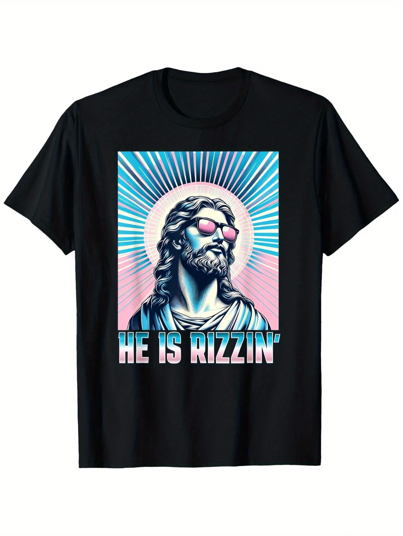 Easter "He is Rizzin" Jesus T-Shirt - Unisex Black Religious Humor Tee