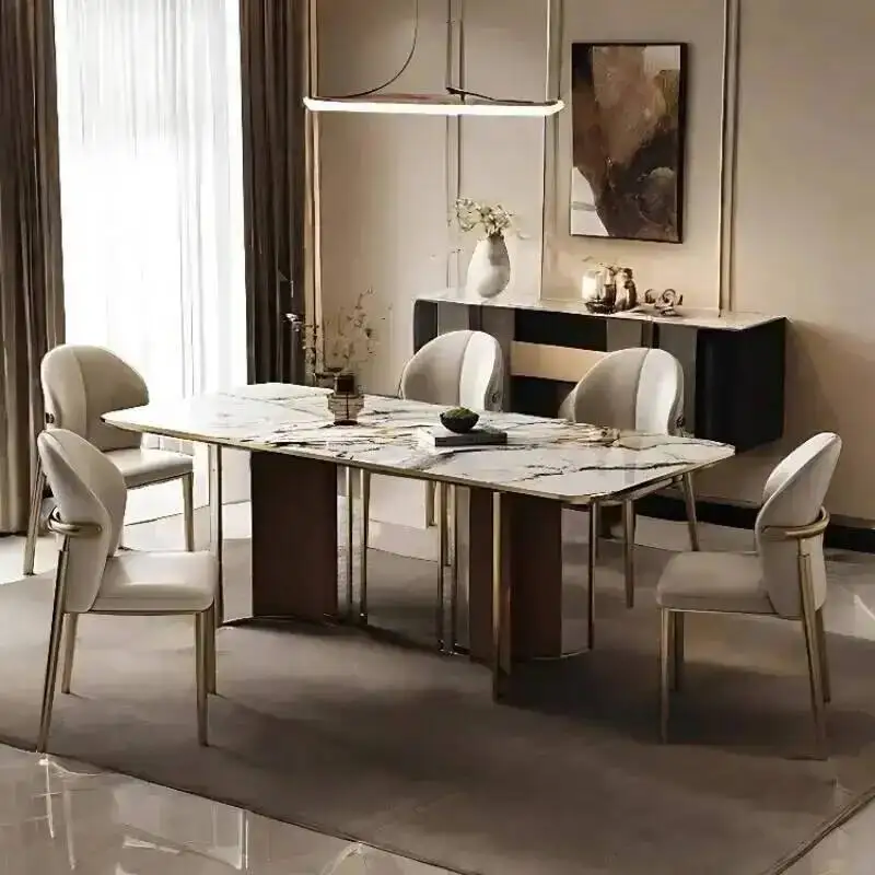 Dresser Luxury Light Relaxing Leather Dining Chair Home Modern Simple Nordic Cowhide Backrest Aesthetic Hotel Furniture Armchair