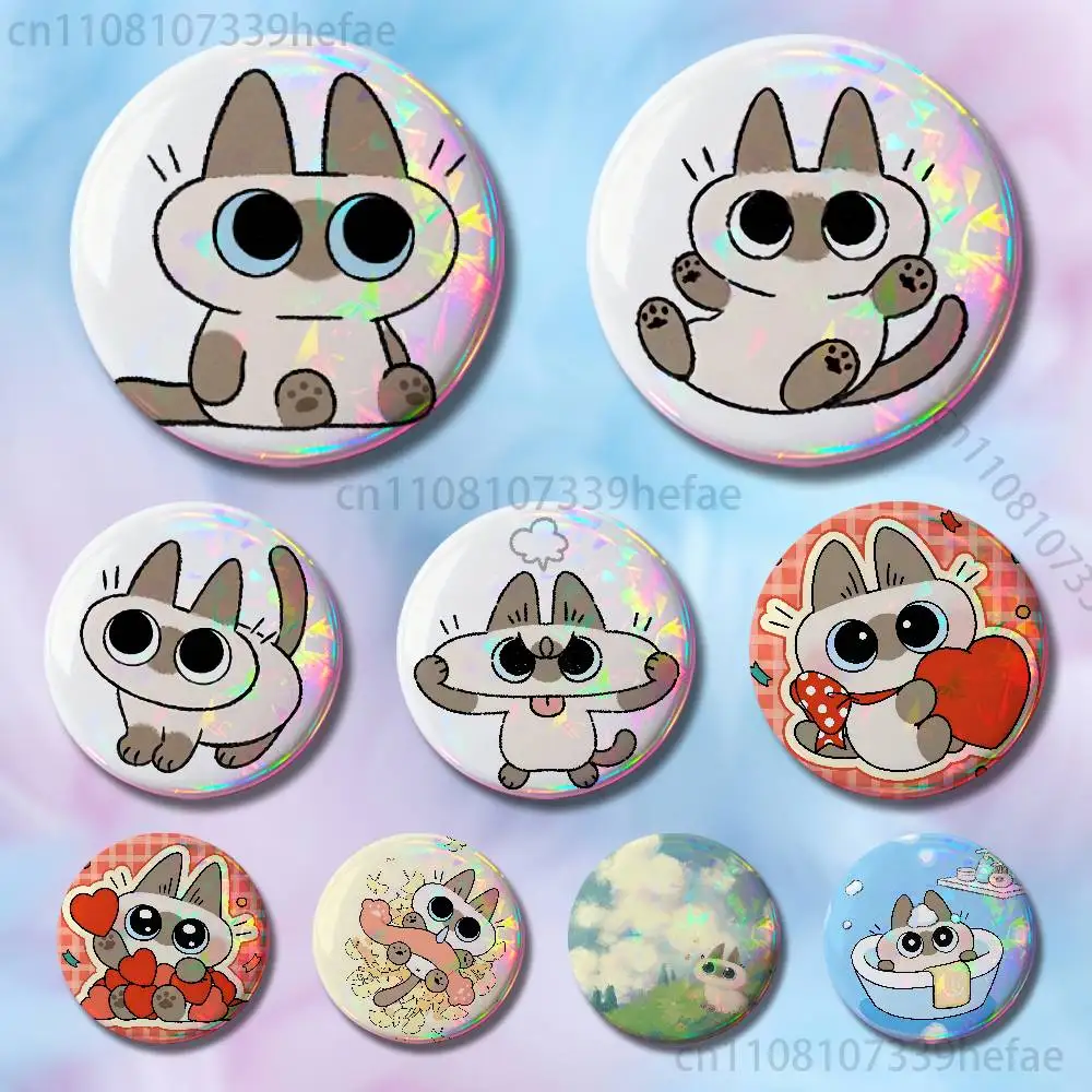 

Azukisan Cat Cute Badges 25 32 44 58 75 mm Round Fashion Jewelry Clothes Bag Hat Accessories Badge Lover Gifts