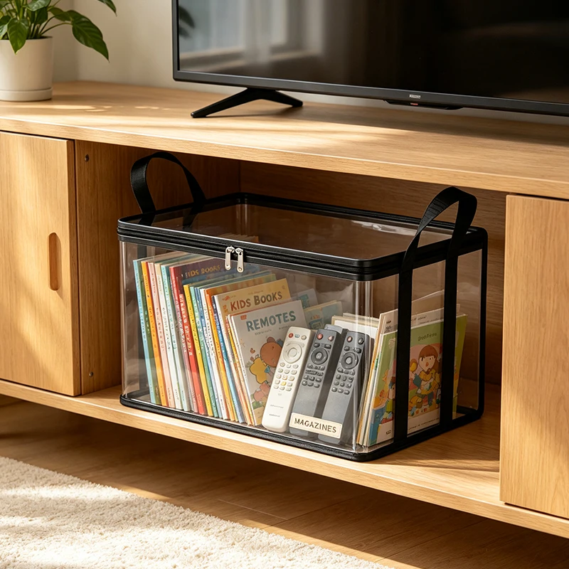 2PCS Transparent Book Storage Bag Organizers for Books Magazines Documents Durable Waterproof Containers Home Office Library ZYF