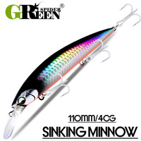 GREENSPIDER Sinking Minnow Longcast Jerkbait Fishing Lure 110mm 40G Off Shore Saltwater Sea Bass Artificial Bait Tackle