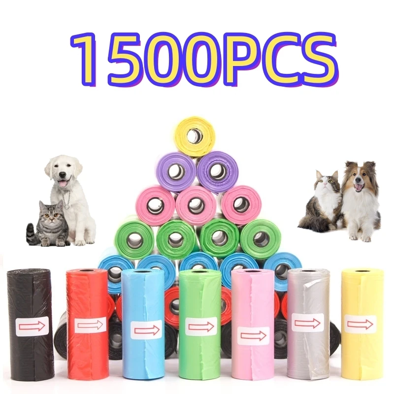 1500pcs Cartoon Paw Dog Poop Bags Cat Pet Poop Bags Litter Bag For Pet Litter Box Bag Leak-Proof Dog Waste Bags Pet Supplies