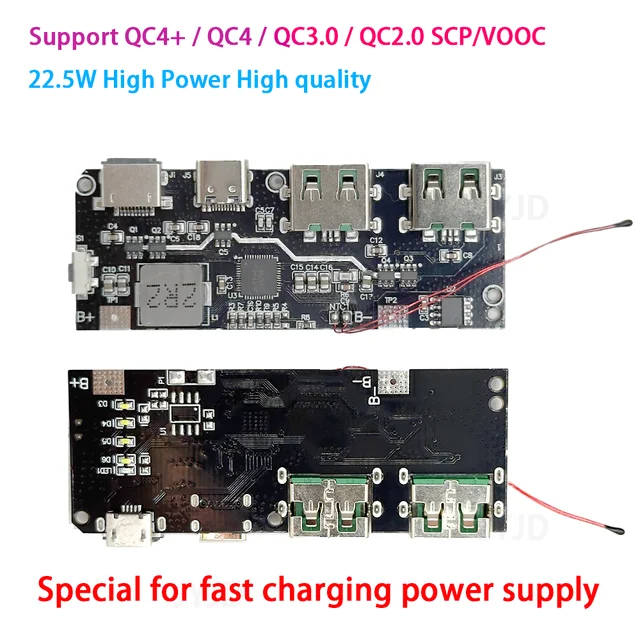QC4.0 QC3.0 LED Dual USB 5V 4.5A 22.5W Micro/Type-C USB Mobile Power Bank 18650 Moduł ładowania Ochrona przed temperaturą