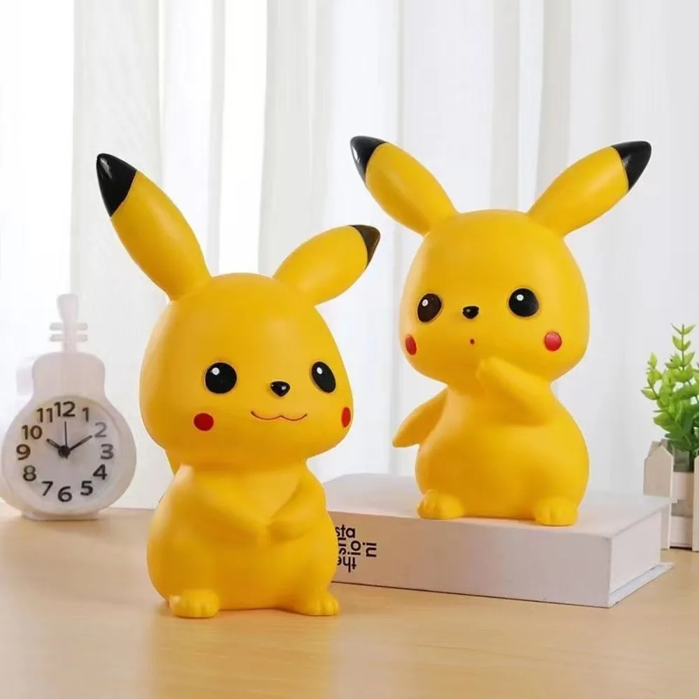 New Pok é mon cartoon model Pikachu piggy bank cute action doll model decoration children's gift Kawaii large-sized cash box